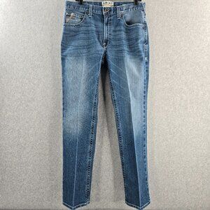 Ariat M5 Jeans Mens 34x34 Straight Leg Fit Cowboy Western Denim Whiskered Rodeo